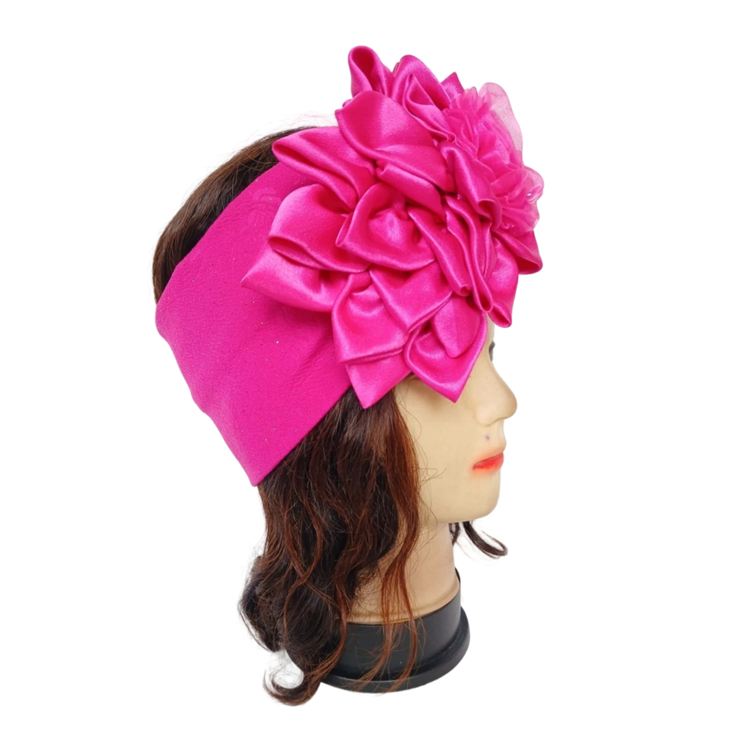 Bandeau rose fuschia avec fleur