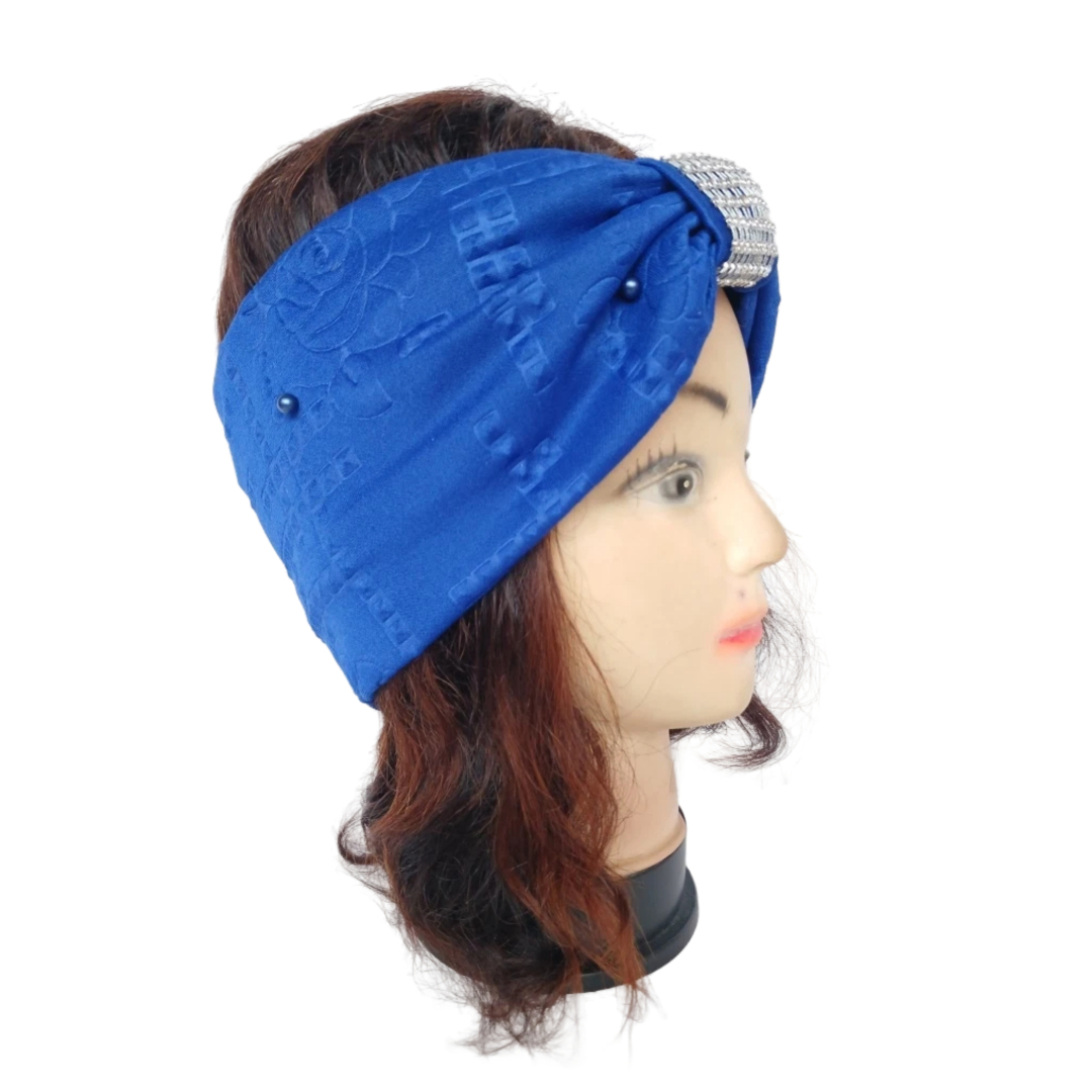 Bandeau bleu avec nœud argenté