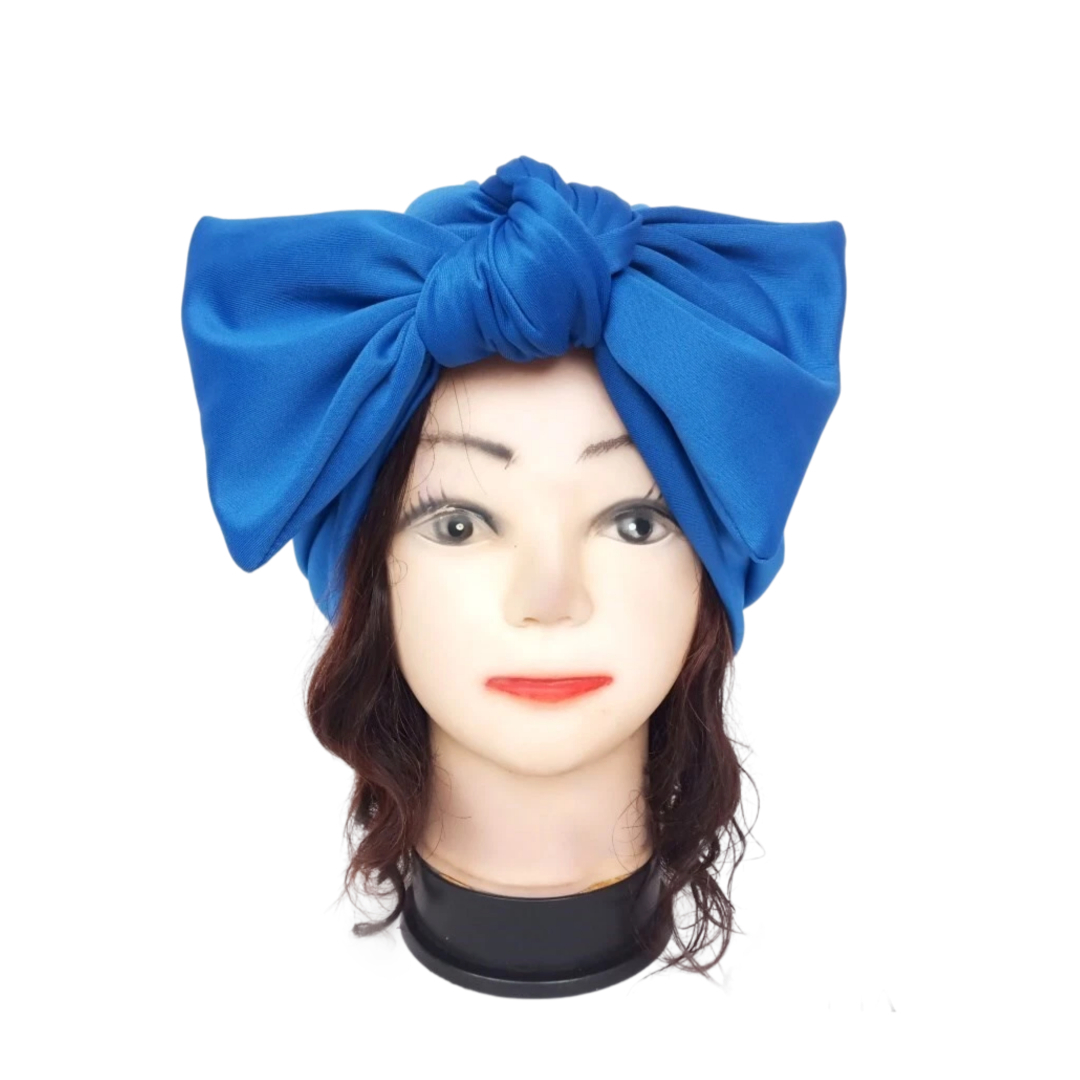 Turban bleu avec nœud