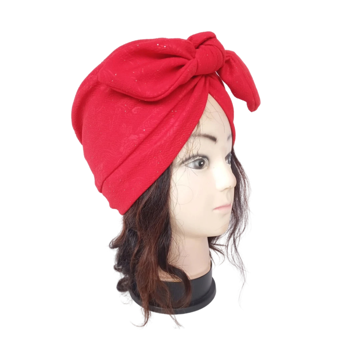 Turban rouge avec nœud