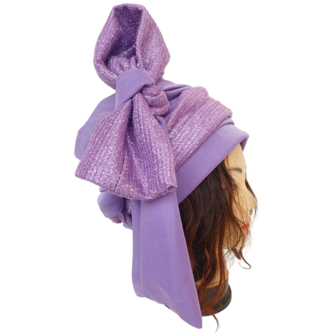 Turban violet avec attache