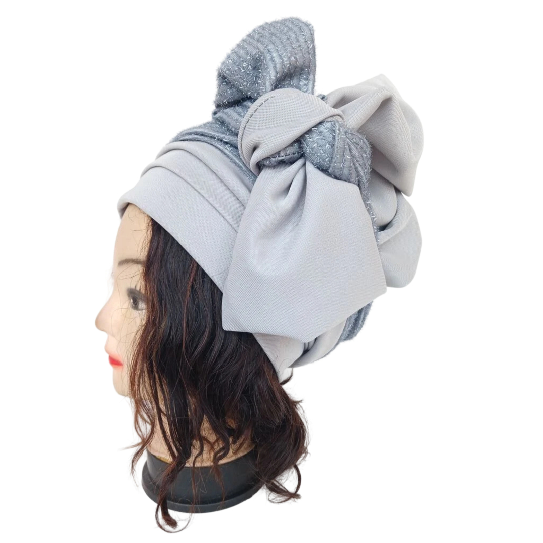 Turban gris avec attache