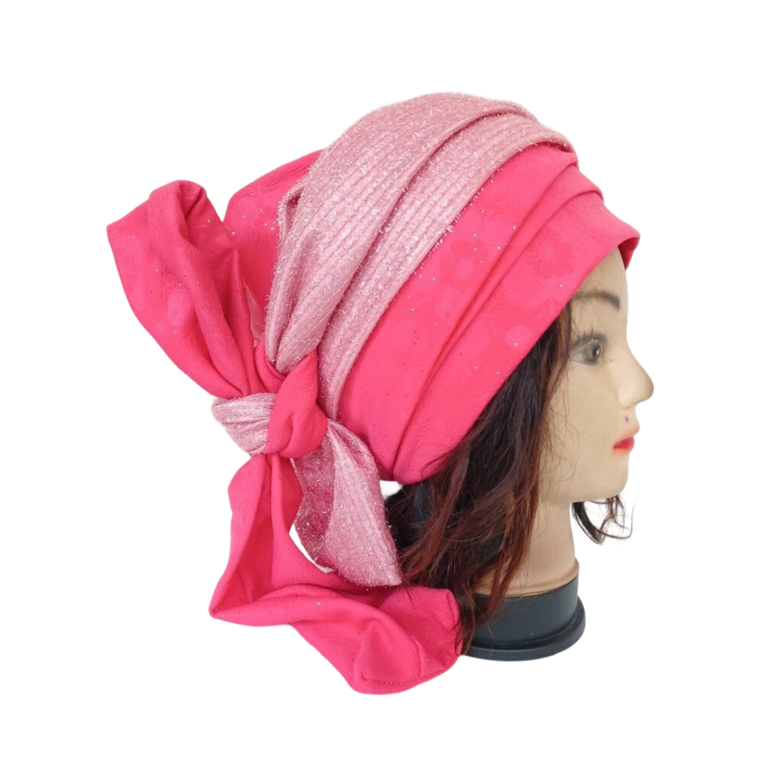 Turban rose avec attache