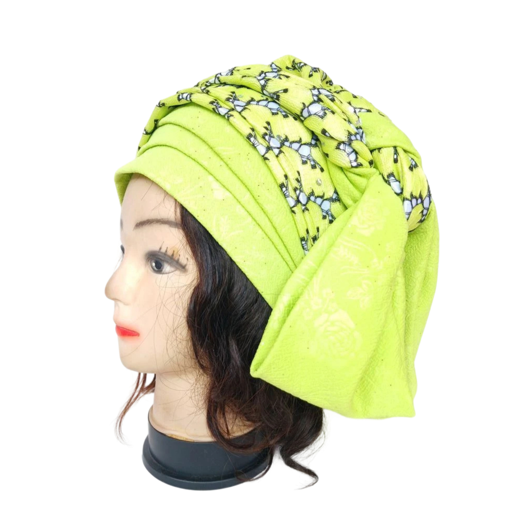Turban vert citron avec attache