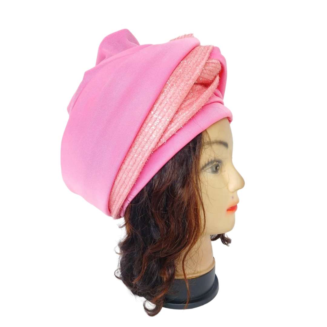 Turban rose bonbon avec attache