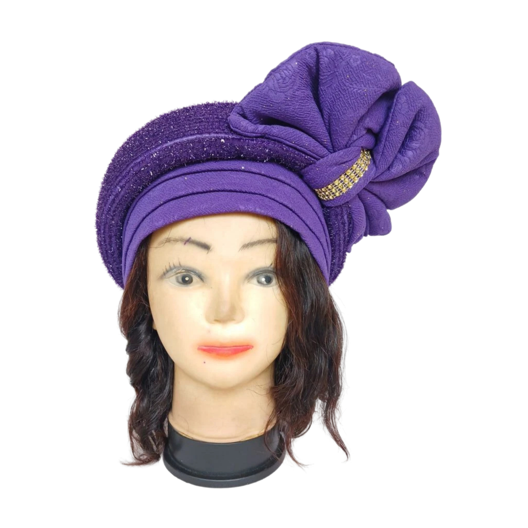 Turban violet avec nœud
