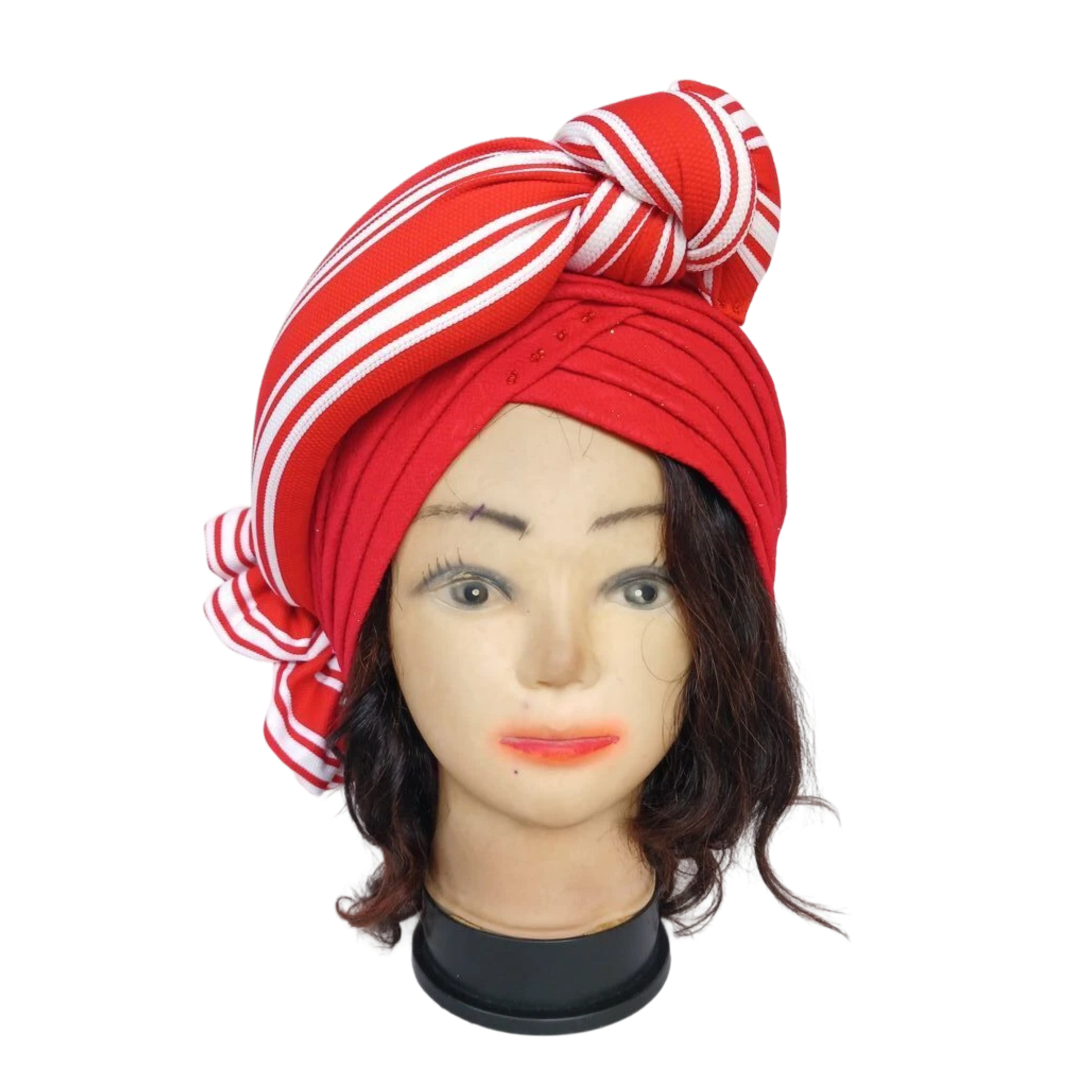 Turban rouge avec nœud