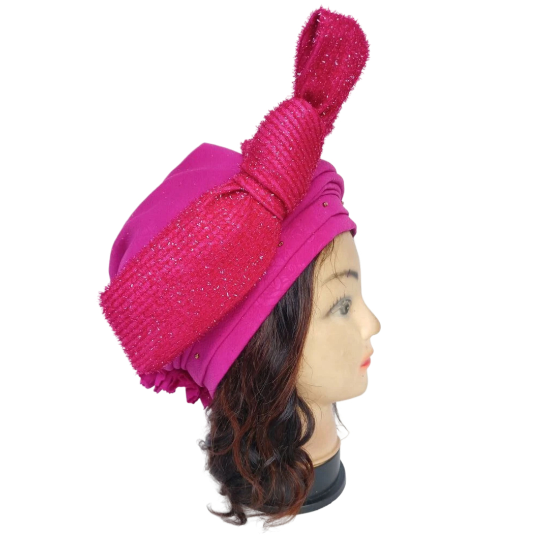 Turban rose fuchsia avec nœud