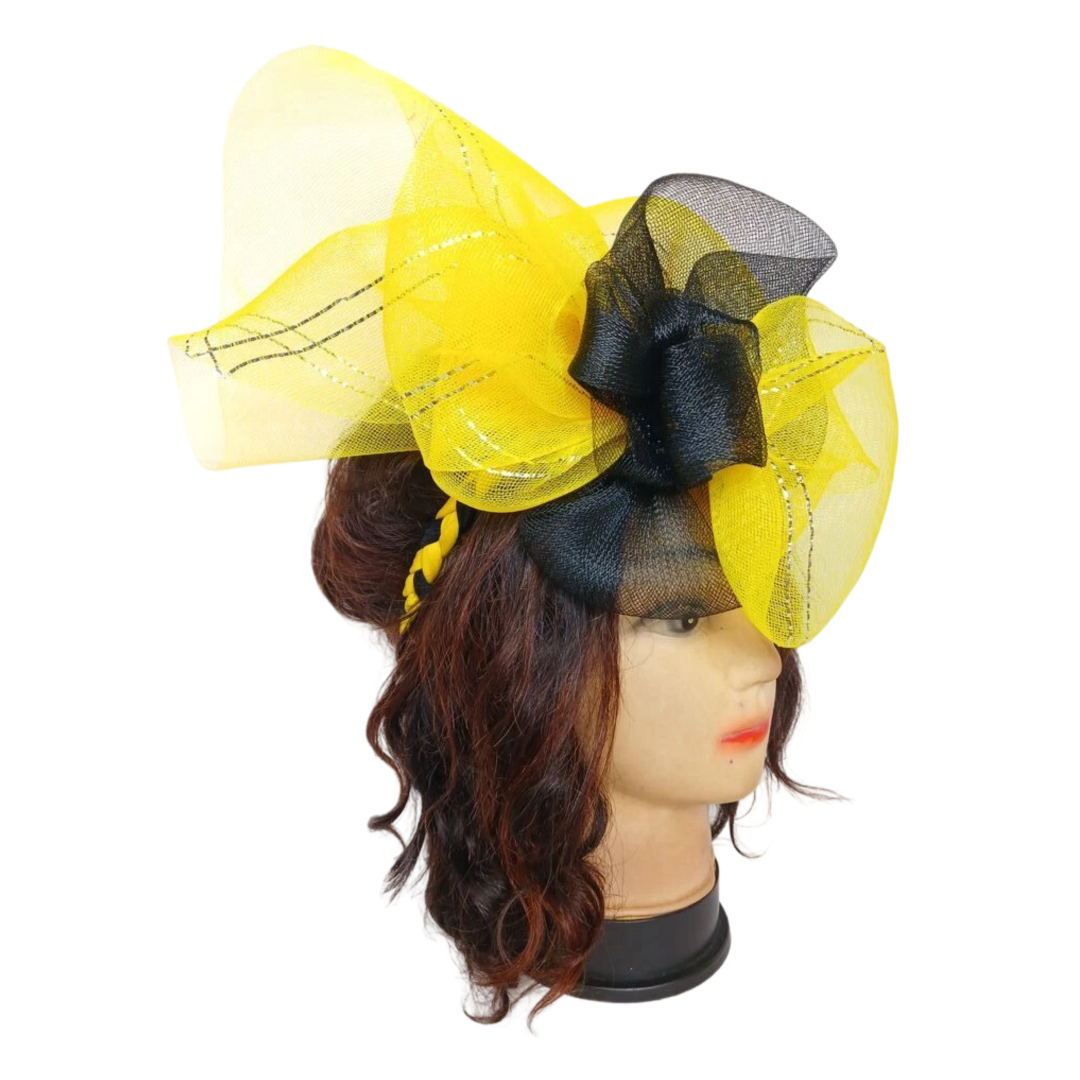 Bandeau natté crinoline noir jaune