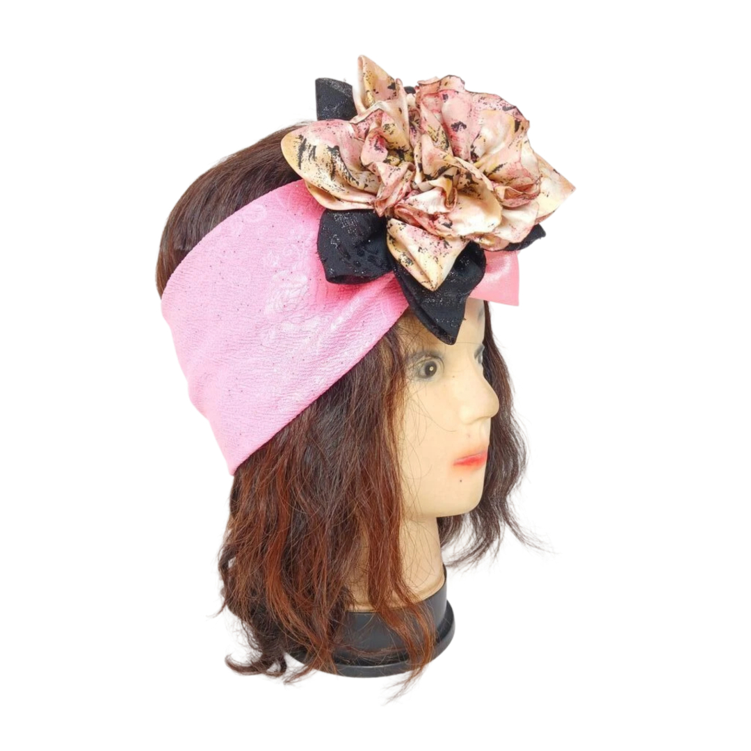 Bandeau rose avec fleur