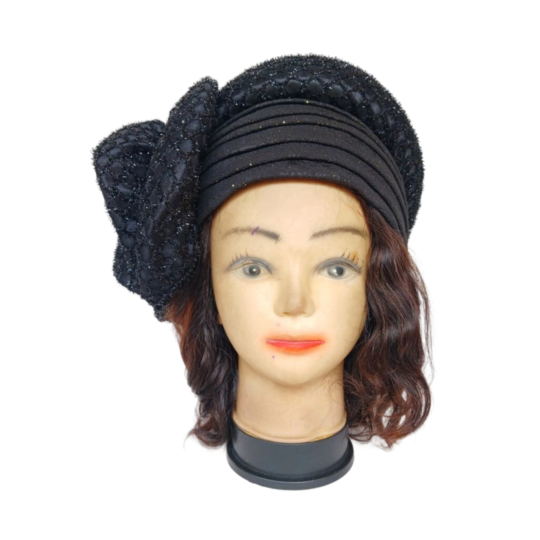 Turban noir avec grosse fleur