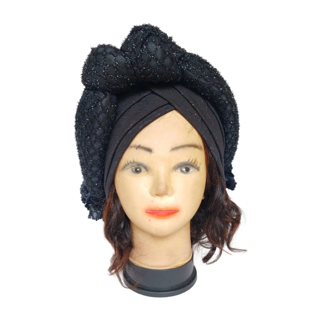 Turban noir avec nœud