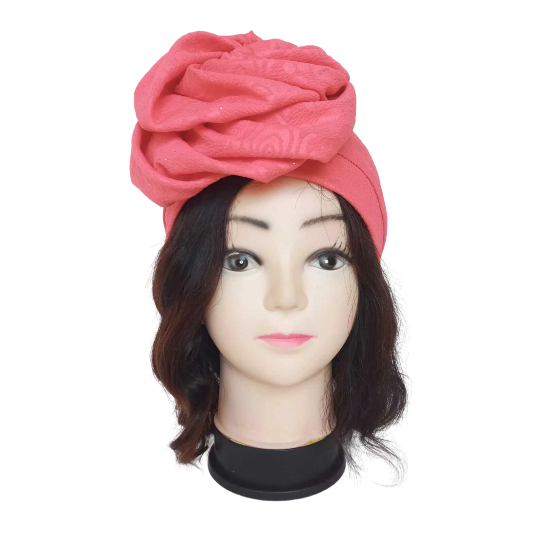 Turban saumon avec fleur
