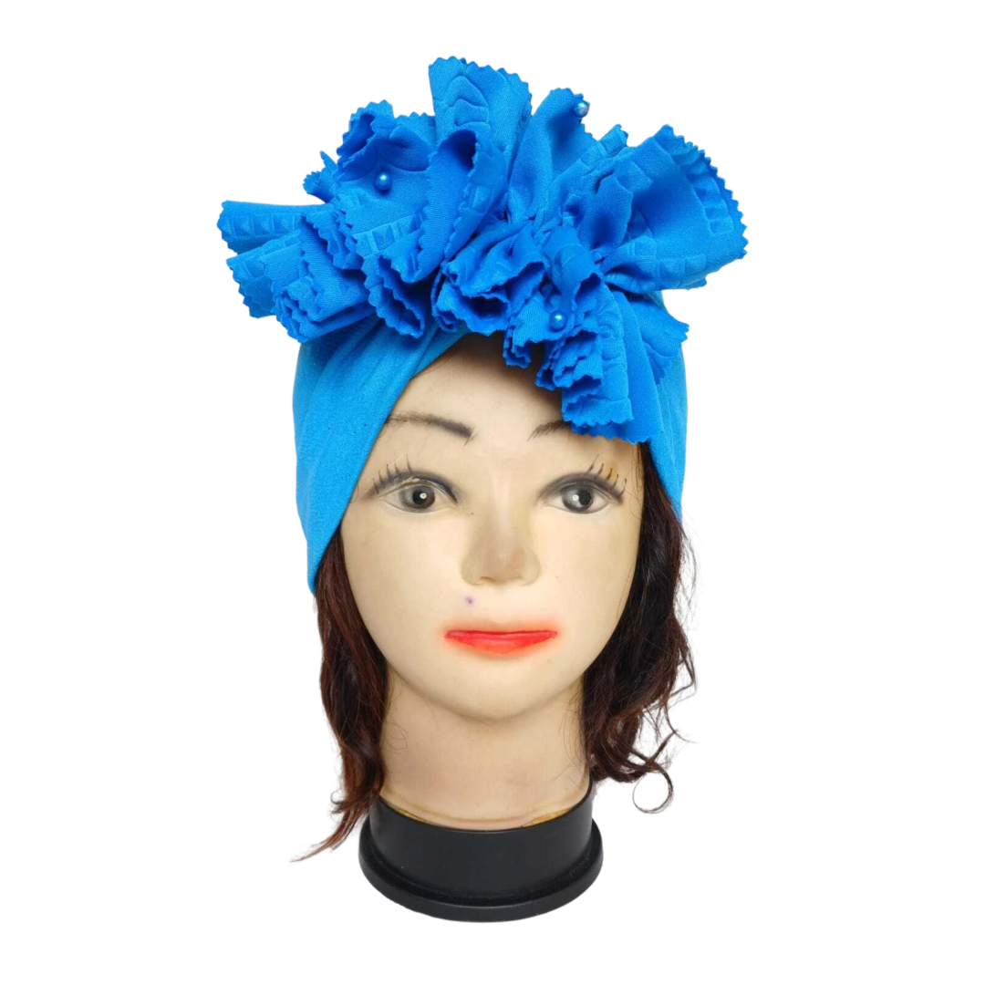 Bandeau bleu turquoise avec fleur