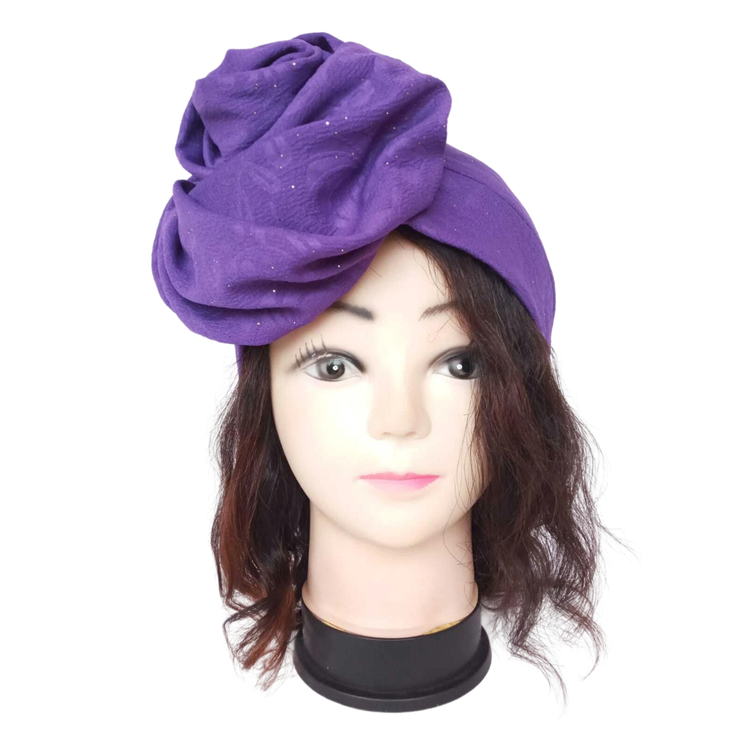Turban violet avec fleur