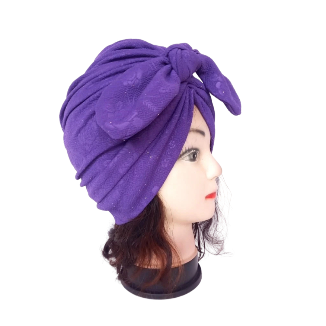 Turban violet avec nœud