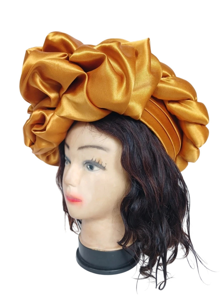 Turban or avec bande et fleur