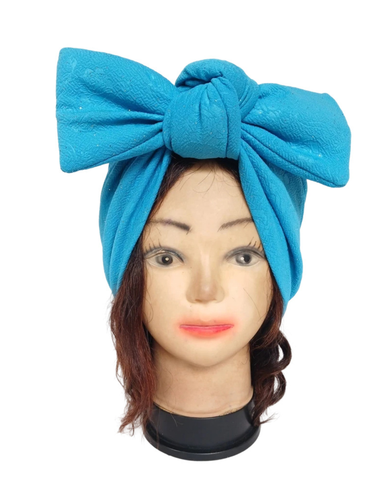 Turban bleu ciel avec noeud