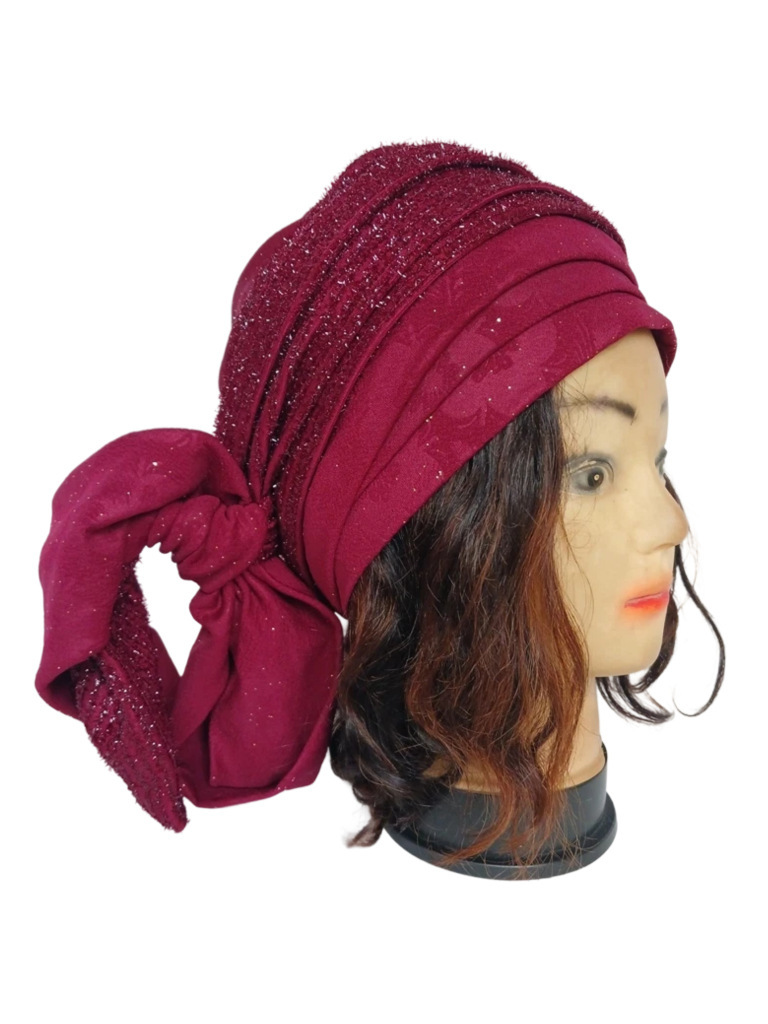 Turban bordeau avec attache