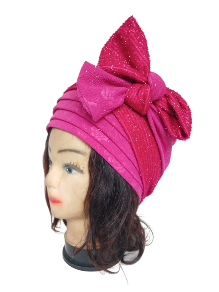 Turban fuchsia avec attache