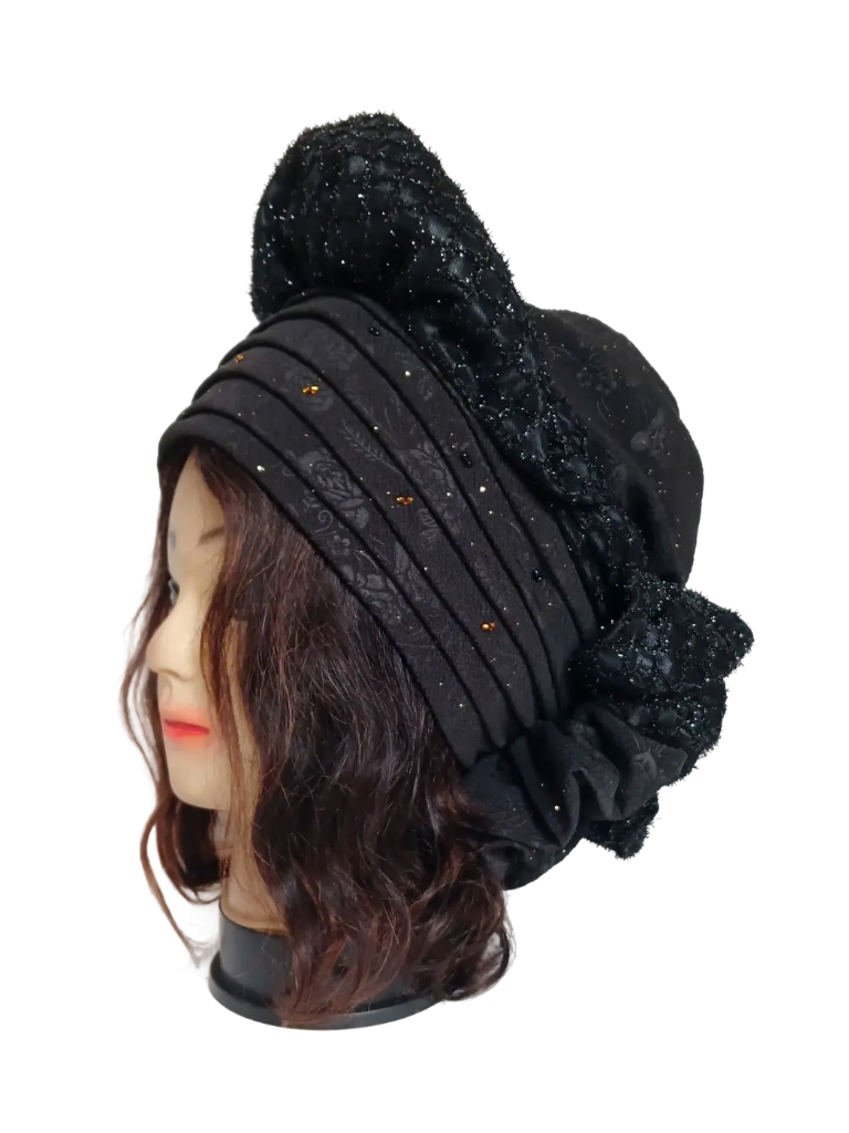Turban noir avec fleur