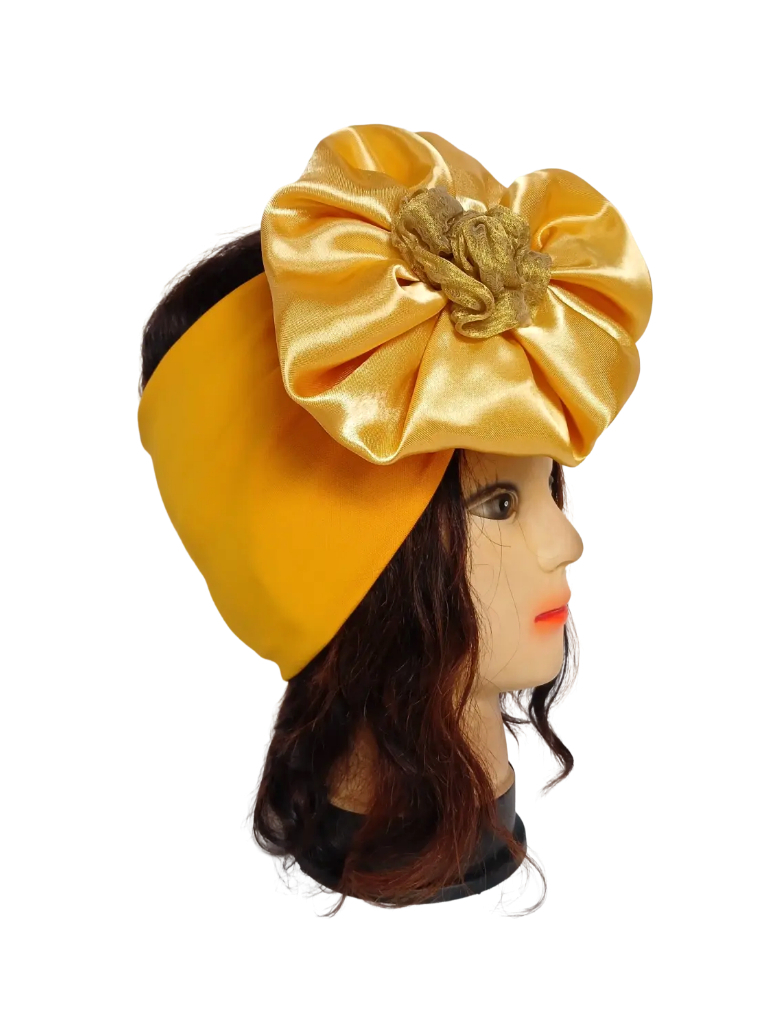 Bandeau jaune moutarde or avec fleur