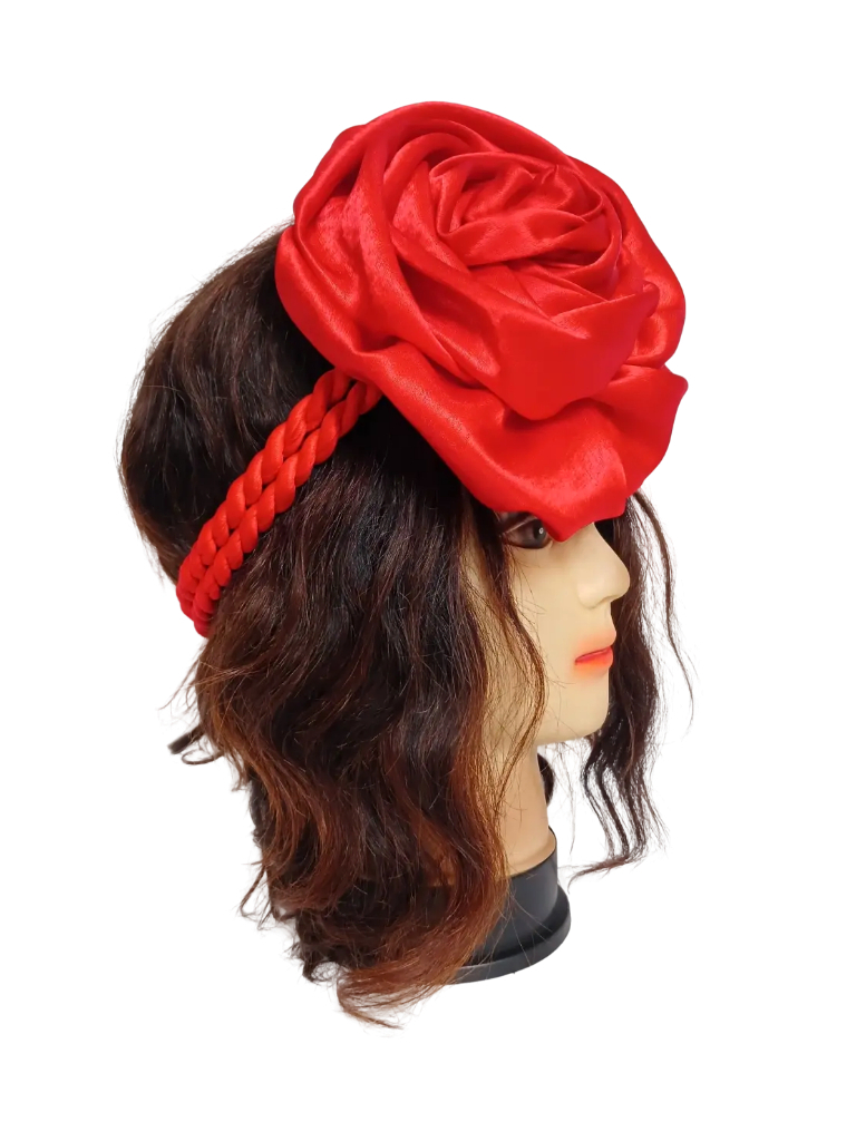 Bandeau rouge à corde avec fleur